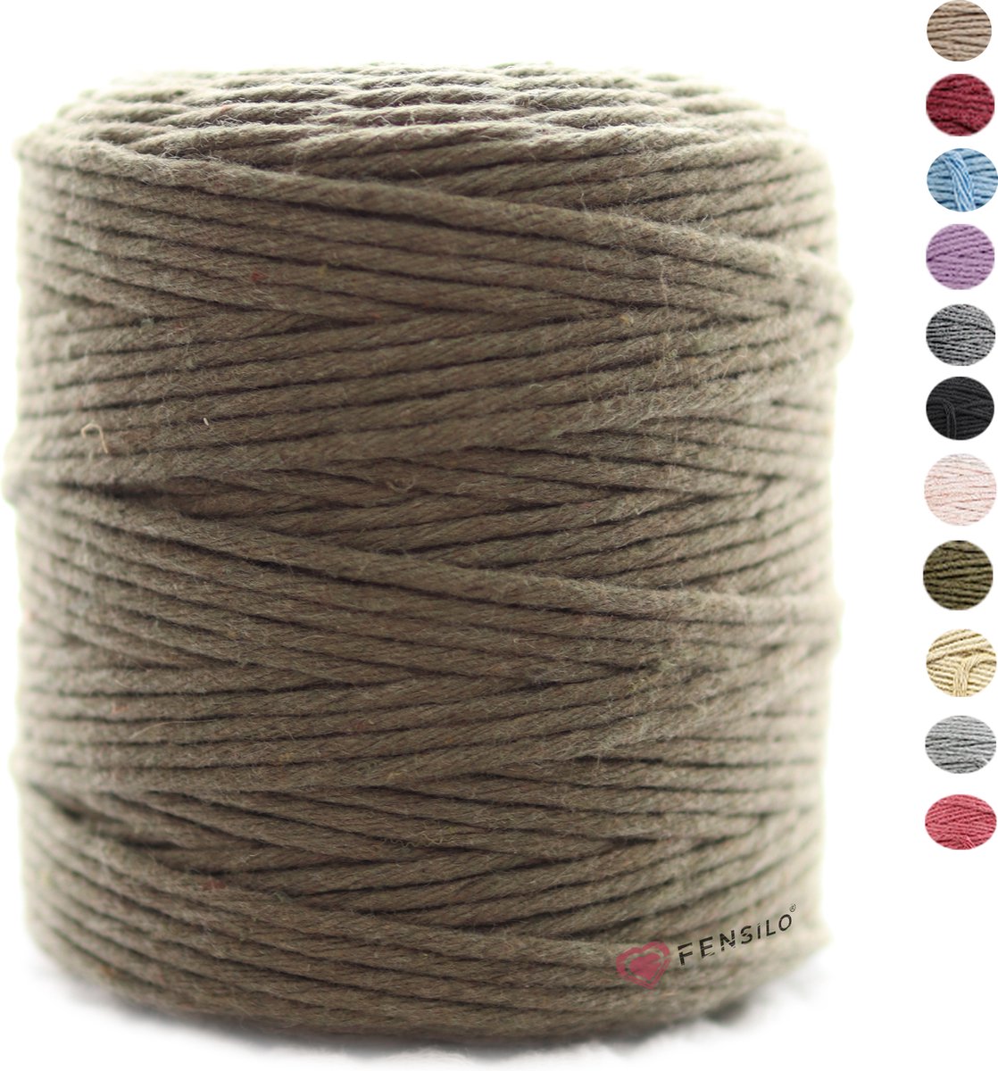 3mm x 200m KHAKI macramé katoenen koord Macrame Touw|kleuren om mee te knutselen|Garen voor Wandkleed en Plantenhanger Zelf Maken|Dromenvanger||engel van macramé